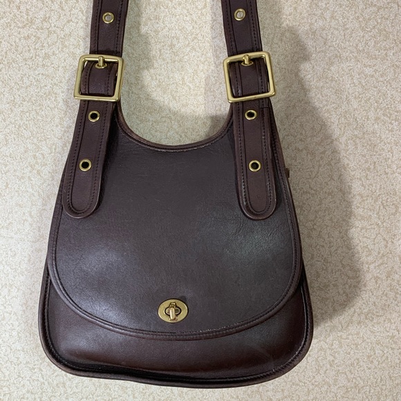 SOLD COACH Brown Berkeley Crescent Saddle Bag Vtg - Picture 2 of 12